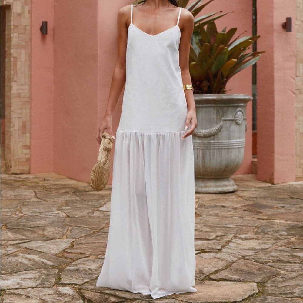Peppermayo White Spaghetti Strap Maxi Dress